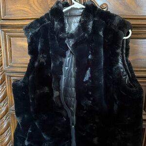 Women's Black Faux Fur Vest
